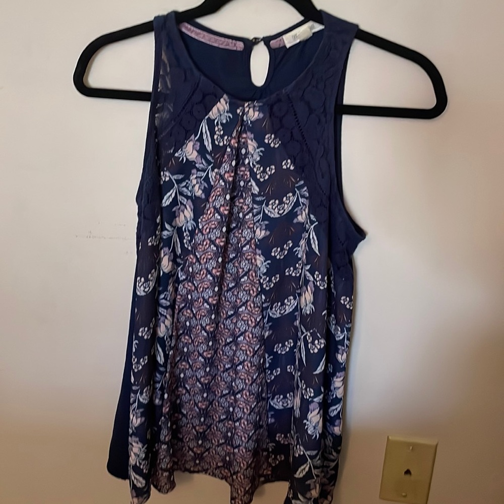 FLORAL PATTERNED TANK TOP HIGH NECK